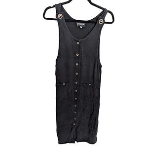FROX Vintage Black Tencel Rayon Lyocell Blend Button‎ Front Dress Small Maxi